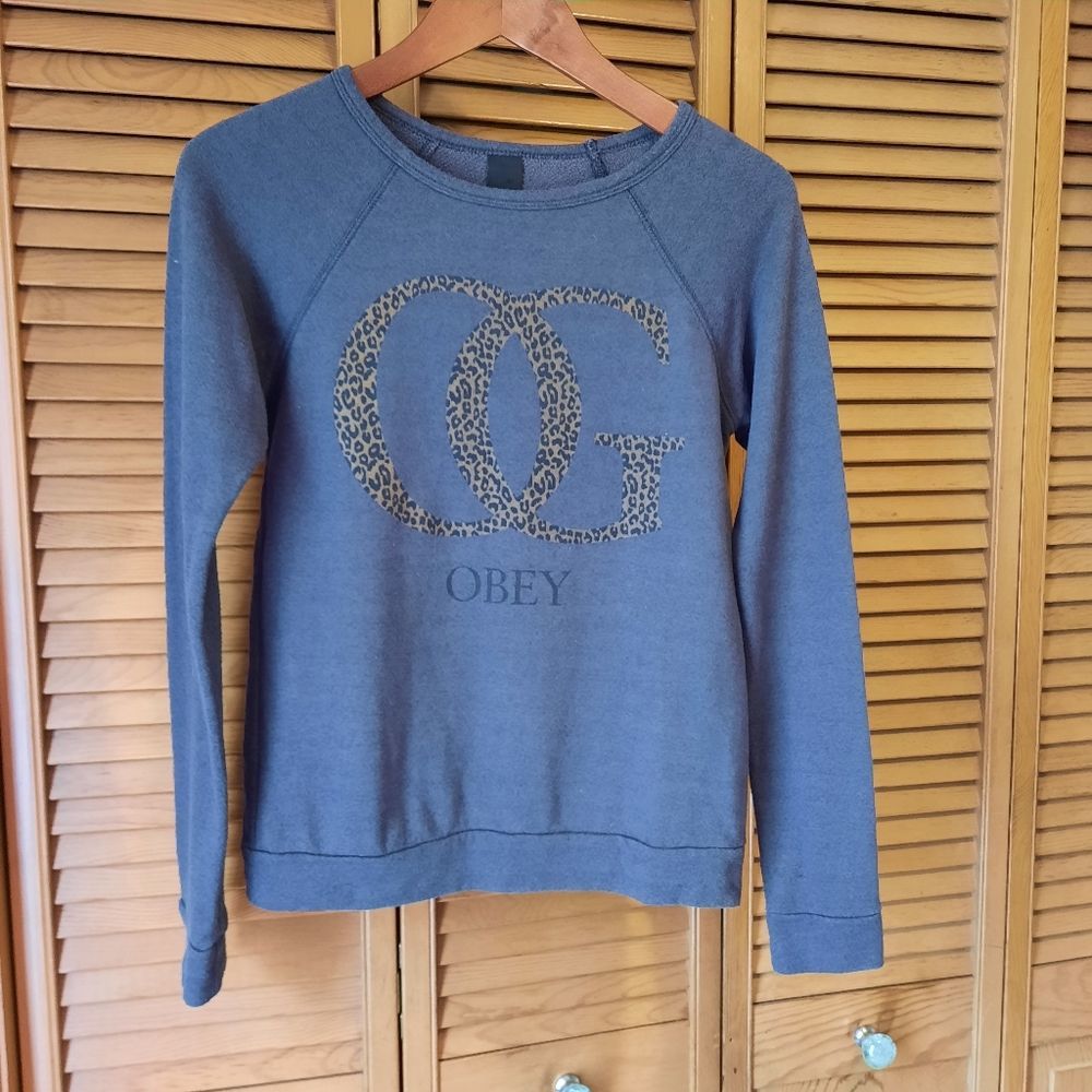 Obey Leopard Printed Logo "OG" Crewneck